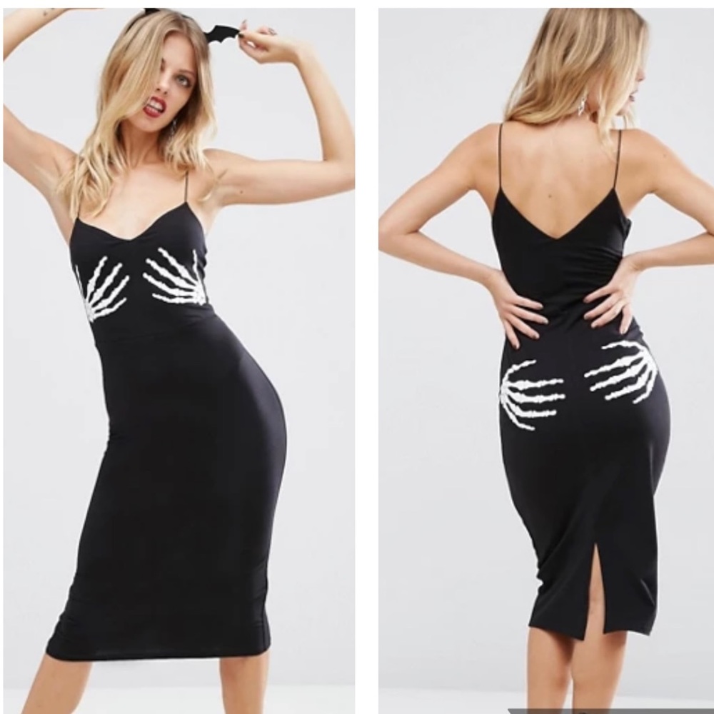 Skeleton Hands Midi Dress